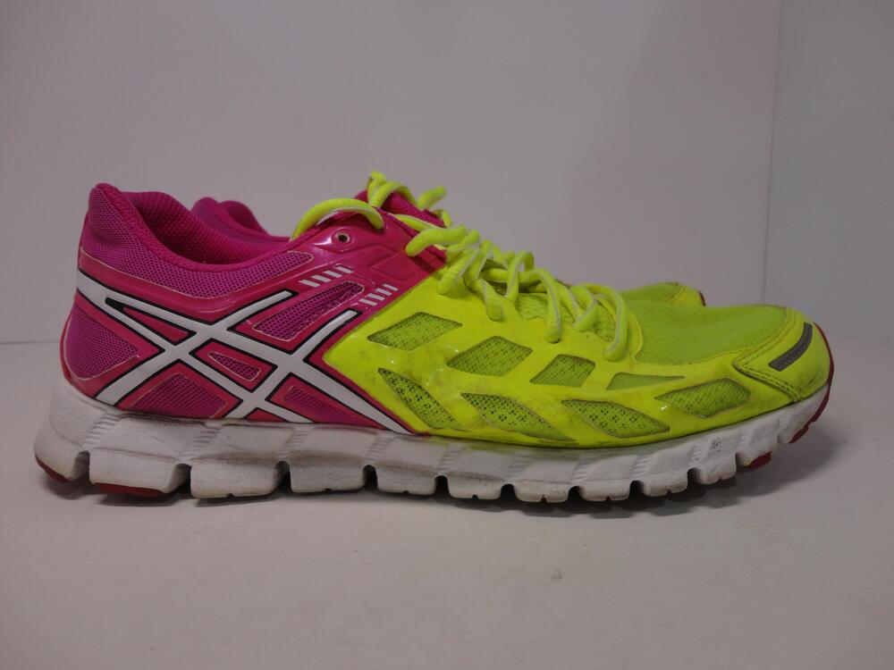 ASICS Shoes Womens Size 10 Neon Pink Yellow Running Sneakers Athletic T2H7N